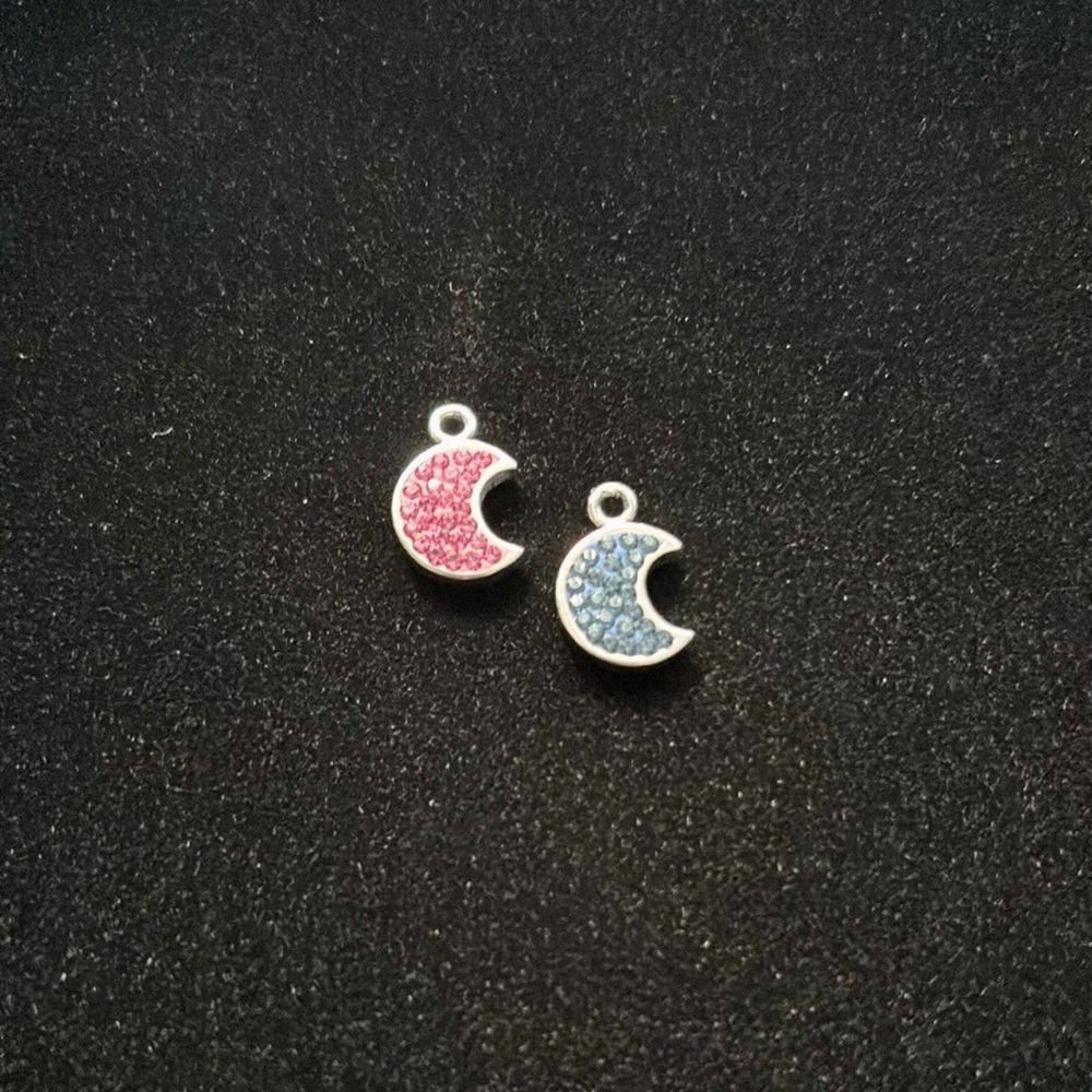 New Swarovski Crystals & Stainless Steel Moon Pendants